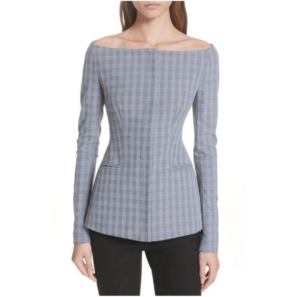 Theory Blue Plaid Women's Blouse